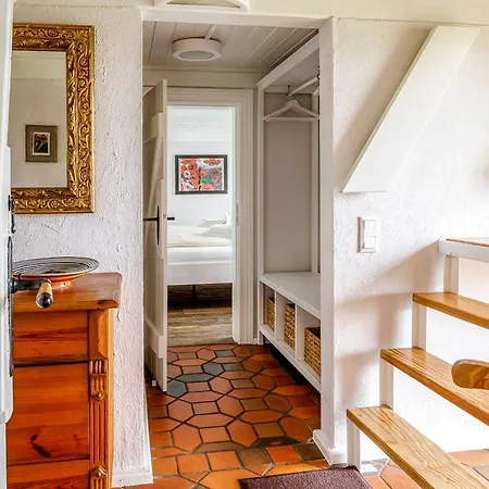 Reetdachhaus Inmitten Von Wiesen Und Feldern
